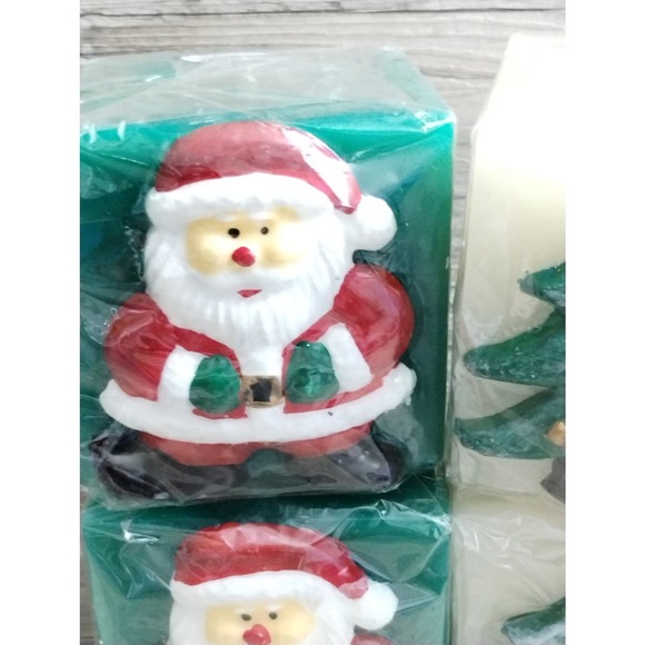 Vtg Christmas Tree & Santa Clause Candles Set of 4 NOS (cb5 - Picture 4 of 5